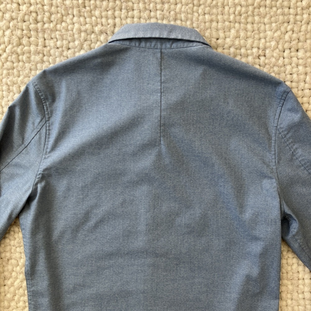 LULULEMON Commission Stretch Blue Long Sleeve Button Up Shirt Sz M - Picture 9 of 13